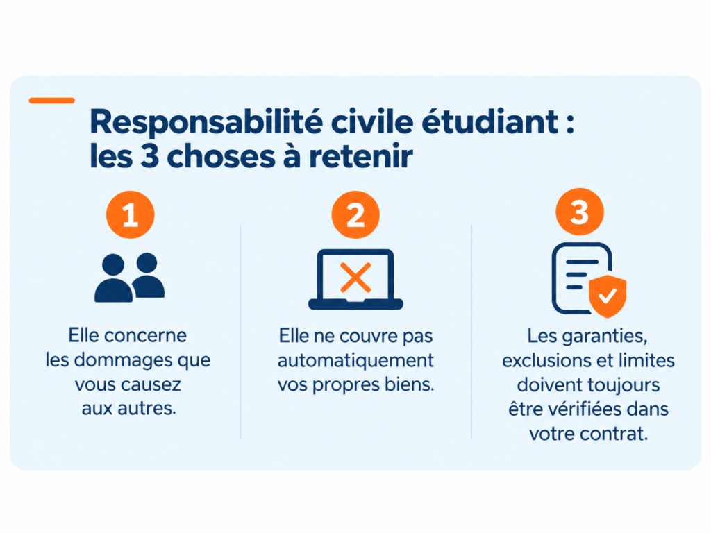 Les trois choses à retenir sur la responsabilité civile étudiant